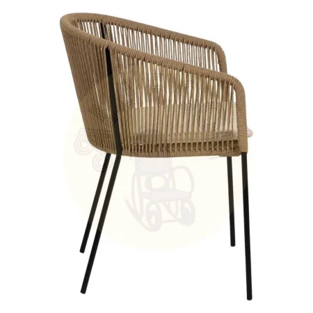 Silla natural para salón en polietileno y acero apta para exterior 55x54x79cm - Ixia - 611276IX - foto-secundaria-1
