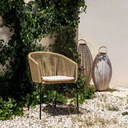 Silla natural para salón en polietileno y acero apta para exterior 55x54x79cm - Ixia - 611276IX - foto-secundaria-14