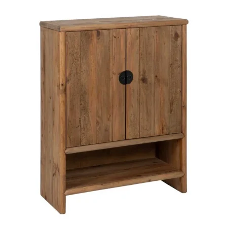 Armario natural de madera de pino reciclada con puertas y hueco 100x45x130cm - Ixia - 611312IX - foto-blanco