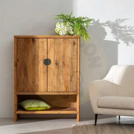 Armario natural de madera de pino reciclada con puertas y hueco 100x45x130cm - Ixia - 611312IX - foto-secundaria-9