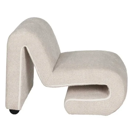 Sillón beige tapizado en tejido 100% poliéster con estructura de madera contrachapada 60x90x63cm - Ixia - 611320IX - foto-blanco