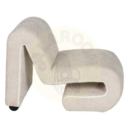 Sillón beige tapizado en tejido 100% poliéster con estructura de madera contrachapada 60x90x63cm - Ixia - 611320IX - foto-secundaria-1