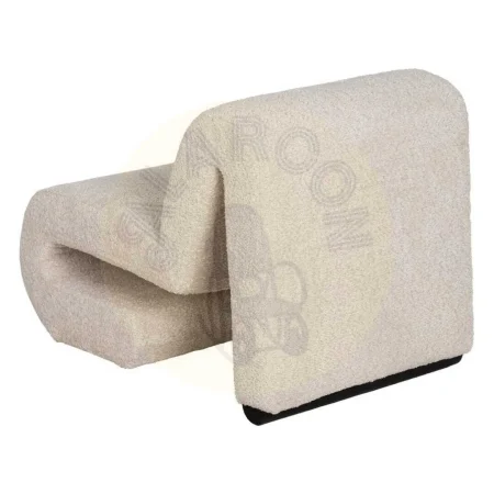 Sillón beige tapizado en tejido 100% poliéster con estructura de madera contrachapada 60x90x63cm - Ixia - 611320IX - foto-secundaria-2