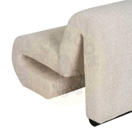 Sillón beige tapizado en tejido 100% poliéster con estructura de madera contrachapada 60x90x63cm - Ixia - 611320IX - foto-secundaria-6