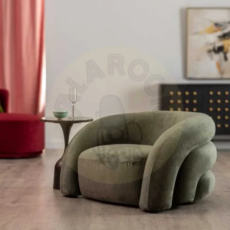 Sillón tapizado en tejido verde para salón con estructura de madera contrachapada y foam densidad 25kg 100x84x58cm - Ixia - 611325IX - foto-secundaria-9