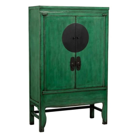 Armario verde en madera de pino reciclada y MDF con tiradores de cobre 108x48x175cm - Ixia - 611336IX - foto-blanco