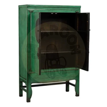 Armario verde en madera de pino reciclada y MDF con tiradores de cobre 108x48x175cm - Ixia - 611336IX - foto-secundaria-1