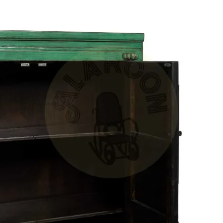 Armario verde en madera de pino reciclada y MDF con tiradores de cobre 108x48x175cm - Ixia - 611336IX - foto-secundaria-3