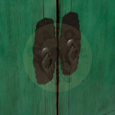 Armario verde en madera de pino reciclada y MDF con tiradores de cobre 108x48x175cm - Ixia - 611336IX - foto-secundaria-4