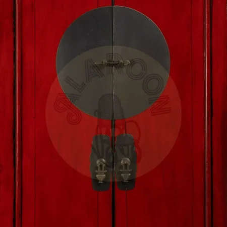 Armario rojo de madera de pino reciclada y MDF con cajones y tiradores de cobre 83.50x45x195cm - Ixia - 611343IX - foto-secundaria-2