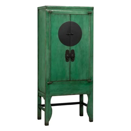 Armario verde en madera de pino reciclada y MDF con tiradores de cobre 83.50x45x195cm - Ixia - 611344IX - foto-blanco