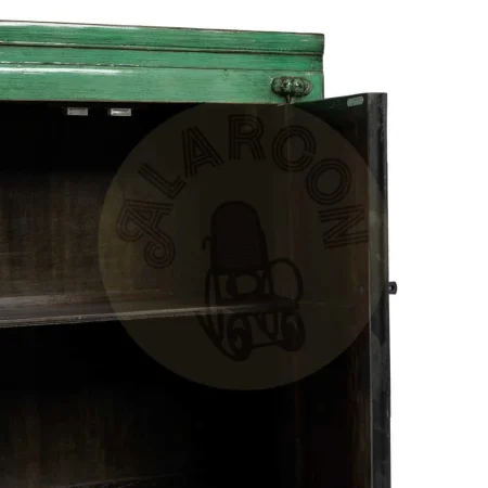 Armario verde en madera de pino reciclada y MDF con tiradores de cobre 83.50x45x195cm - Ixia - 611344IX - foto-secundaria-3