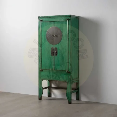 Armario verde en madera de pino reciclada y MDF con tiradores de cobre 83.50x45x195cm - Ixia - 611344IX - foto-secundaria-9