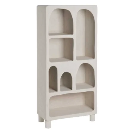 Estantería blanca en DM acabado poroso granulado con patas de 12cm 80x38x170cm - Ixia - 611345IX - foto-blanco