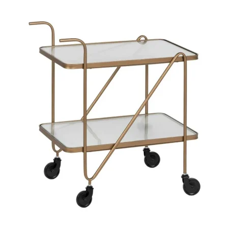 Camarera con ruedas en metal dorado y bandejas de cristal 61x40x70cm - Ixia - 611369IX - foto-blanco
