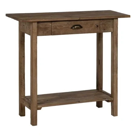 Consola de madera de abeto natural con cajón y hueco 90x34.50x81cm - Ixia - 611395IX - foto-blanco
