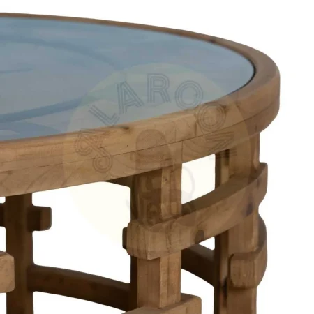 Mesa de centro reloj en DM y madera de abeto natural 80x80x36cm - Ixia - 611408IX - foto-secundaria-3