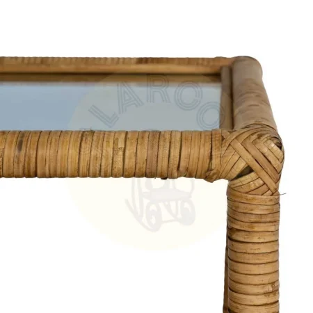 Mesa auxiliar natural de ratán y cristal 50x50x45cm - Ixia - 611418IX - foto-secundaria-4