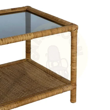 Mesa de centro ratán natural con tablero de cristal 90x40x42cm - Ixia - 611419IX - foto-secundaria-5