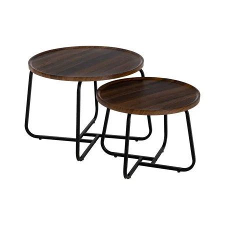 Mesa de centro marrón en DM y metal 50x50x38cm - Ixia - 611445IX - foto-blanco