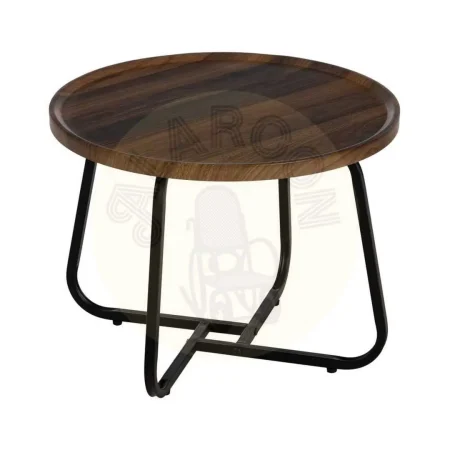 Mesa de centro marrón en DM y metal 50x50x38cm - Ixia - 611445IX - foto-secundaria-1
