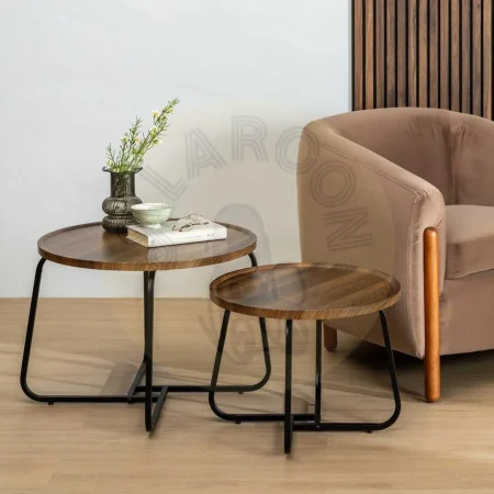 Mesa de centro marrón en DM y metal 50x50x38cm - Ixia - 611445IX - foto-secundaria-8