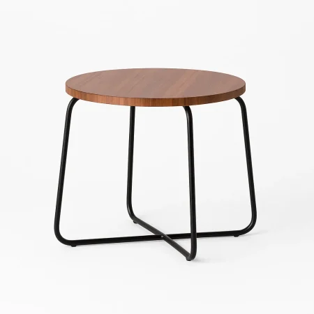 Mesa de centro marrón en DM y metal para salón 60x60x45cm - Ixia - 611446IX - foto-blanco
