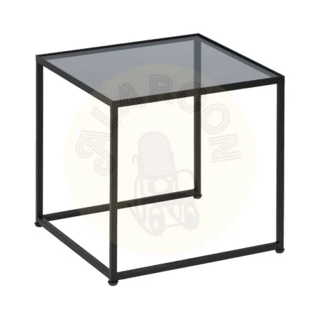 Juego de 3 mesas de centro en hierro cristal y ratán color natural y negro 97.50x34x35cm - Ixia - 611480IX - foto-secundaria-2