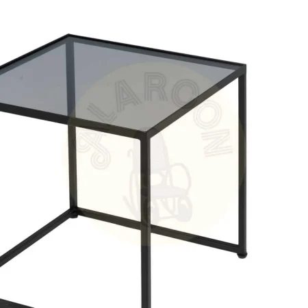 Juego de 3 mesas de centro en hierro cristal y ratán color natural y negro 97.50x34x35cm - Ixia - 611480IX - foto-secundaria-7