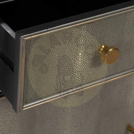 Mueble recibidor con espejo en DM y cristal con detalles en símil piel acabado gris plata 81x41x76.50cm - Ixia - 611486IX - foto-secundaria-3