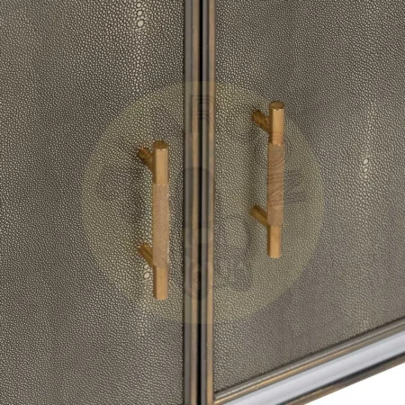 Mueble recibidor con espejo en DM y cristal con detalles en símil piel acabado gris plata 81x41x76.50cm - Ixia - 611486IX - foto-secundaria-6