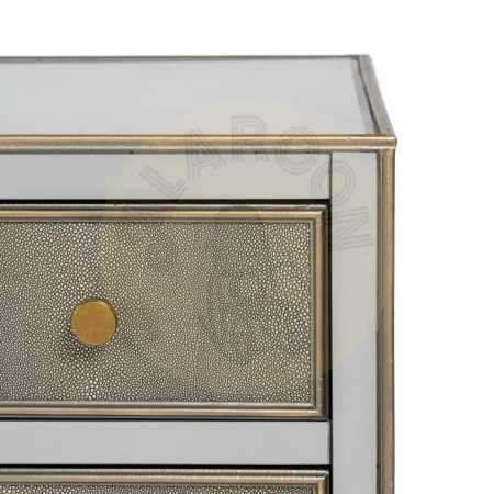 Mueble recibidor con espejo en DM y cristal con detalles en símil piel acabado gris plata 81x41x76.50cm - Ixia - 611486IX - foto-secundaria-8