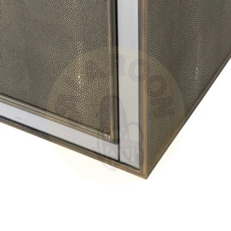 Mueble recibidor con espejo en DM y cristal con detalles en símil piel acabado gris plata 81x41x76.50cm - Ixia - 611486IX - foto-secundaria-9
