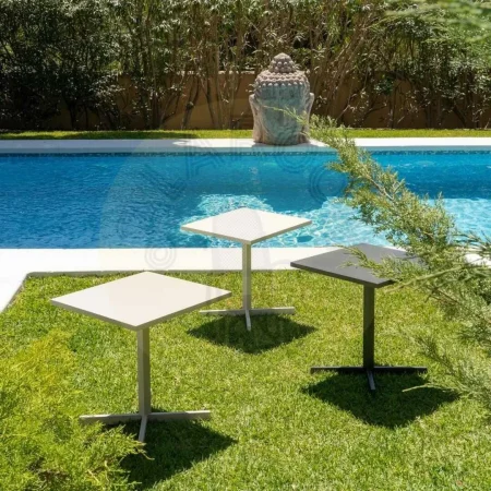 Mesa auxiliar plegable de acero blanco 70x70x74cm - Ixia - 611567IX - foto-secundaria-10