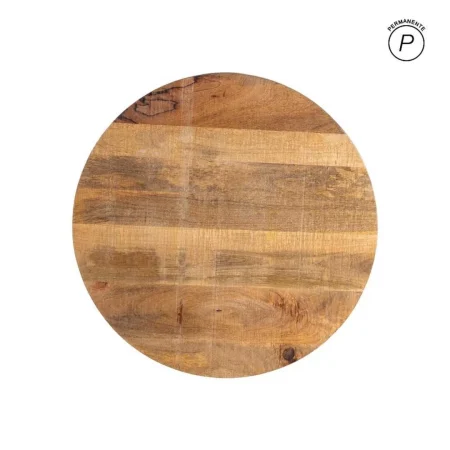 Tablero redondo en listones de madera de mango natural con superficie irregular 70x70x3cm - Ixia - 611703IX - foto-blanco