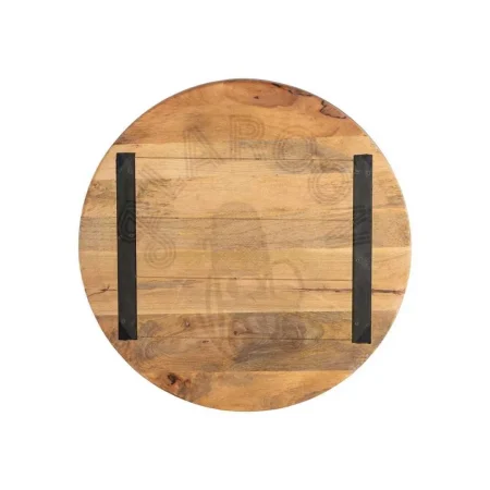 Tablero redondo en listones de madera de mango natural con superficie irregular 70x70x3cm - Ixia - 611703IX - foto-secundaria-1