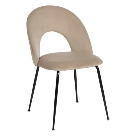 Silla beige tapizada en tejido con patas de hierro y asiento en DM 49x60x81cm - Ixia - 611789IX - foto-blanco