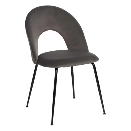 Silla tapizada en tejido poliéster taupe asiento en DM patas de hierro 49x60x81cm - Ixia - 611790IX - foto-blanco