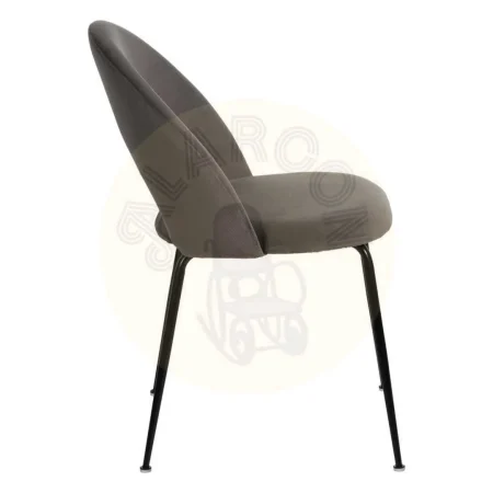 Silla tapizada en tejido poliéster taupe asiento en DM patas de hierro 49x60x81cm - Ixia - 611790IX - foto-secundaria-1
