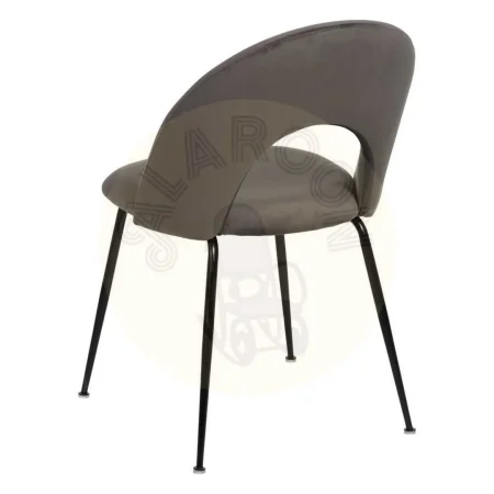 Silla tapizada en tejido poliéster taupe asiento en DM patas de hierro 49x60x81cm - Ixia - 611790IX - foto-secundaria-2