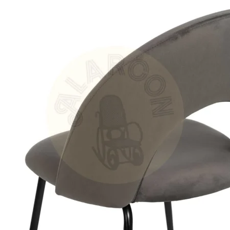 Silla tapizada en tejido poliéster taupe asiento en DM patas de hierro 49x60x81cm - Ixia - 611790IX - foto-secundaria-8