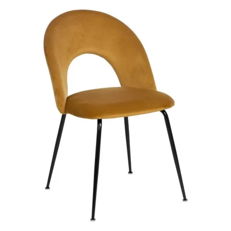 Silla ocre tapizada en tejido con asiento en DM y patas metálicas 49x60x81cm - Ixia - 611791IX - foto-blanco