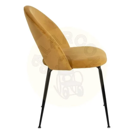 Silla ocre tapizada en tejido con asiento en DM y patas metálicas 49x60x81cm - Ixia - 611791IX - foto-secundaria-1