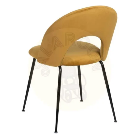 Silla ocre tapizada en tejido con asiento en DM y patas metálicas 49x60x81cm - Ixia - 611791IX - foto-secundaria-2