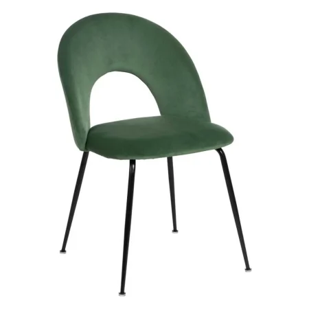 Silla tapizada verde en tejido con asiento en DM relleno de espuma y patas de metal 49x60x81cm - Ixia - 611792IX - foto-blanco