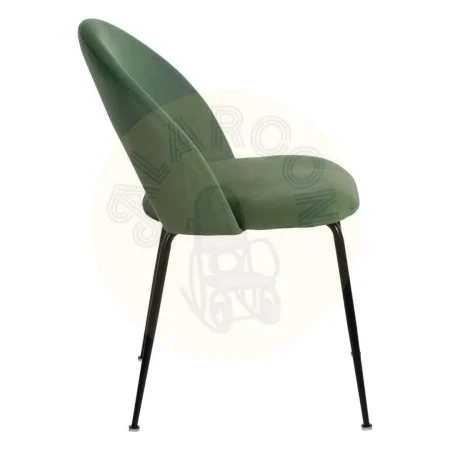 Silla tapizada verde en tejido con asiento en DM relleno de espuma y patas de metal 49x60x81cm - Ixia - 611792IX - foto-secundaria-1