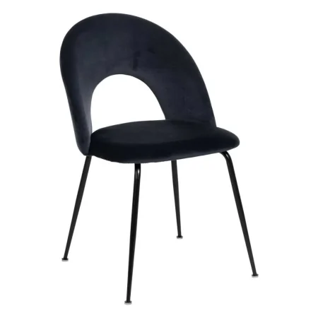 Silla tapizada en tejido azul con patas de metal estilo contract 49x60x81cm - Ixia - 611793IX - foto-blanco
