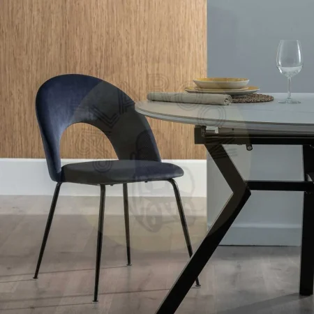 Silla tapizada en tejido azul con patas de metal estilo contract 49x60x81cm - Ixia - 611793IX - foto-secundaria-12