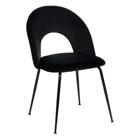 Silla tapizada en tejido negro con patas metálicas contract 49x60x81cm - Ixia - 611794IX - foto-blanco