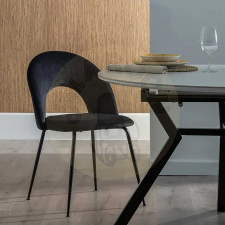 Silla tapizada en tejido negro con patas metálicas contract 49x60x81cm - Ixia - 611794IX - foto-secundaria-12